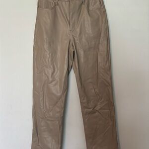 Abercrombie & Fitch Tan The 90’s Straight Ultra High Rise Vegan Leather Pants